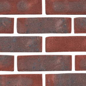 A red brick wall on a green background.