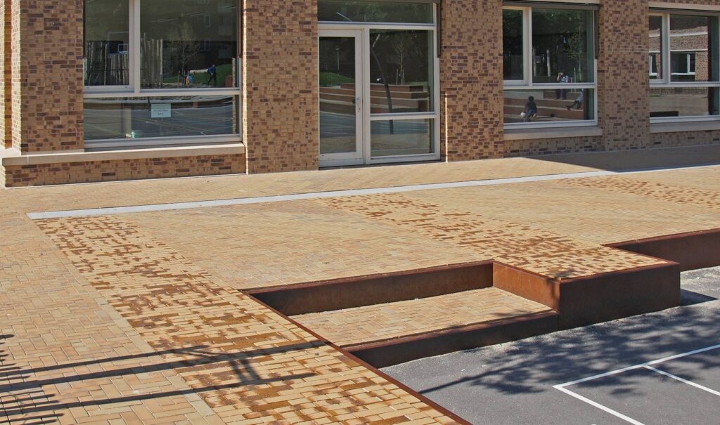 brick paved outside area