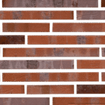 A brick wall with red and brown bricks on a green background.