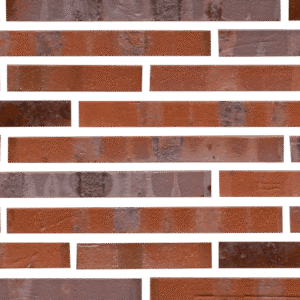 A brick wall with red and brown bricks on a green background.