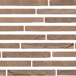 Close-up of a brown brick wall with a detailed texture, showing a pattern of horizontal bricks with visible grain and variations in color.