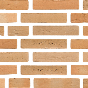 A close-up view of a MCPM101 wall, showcasing rows of beige bricks neatly separated by dark mortar.